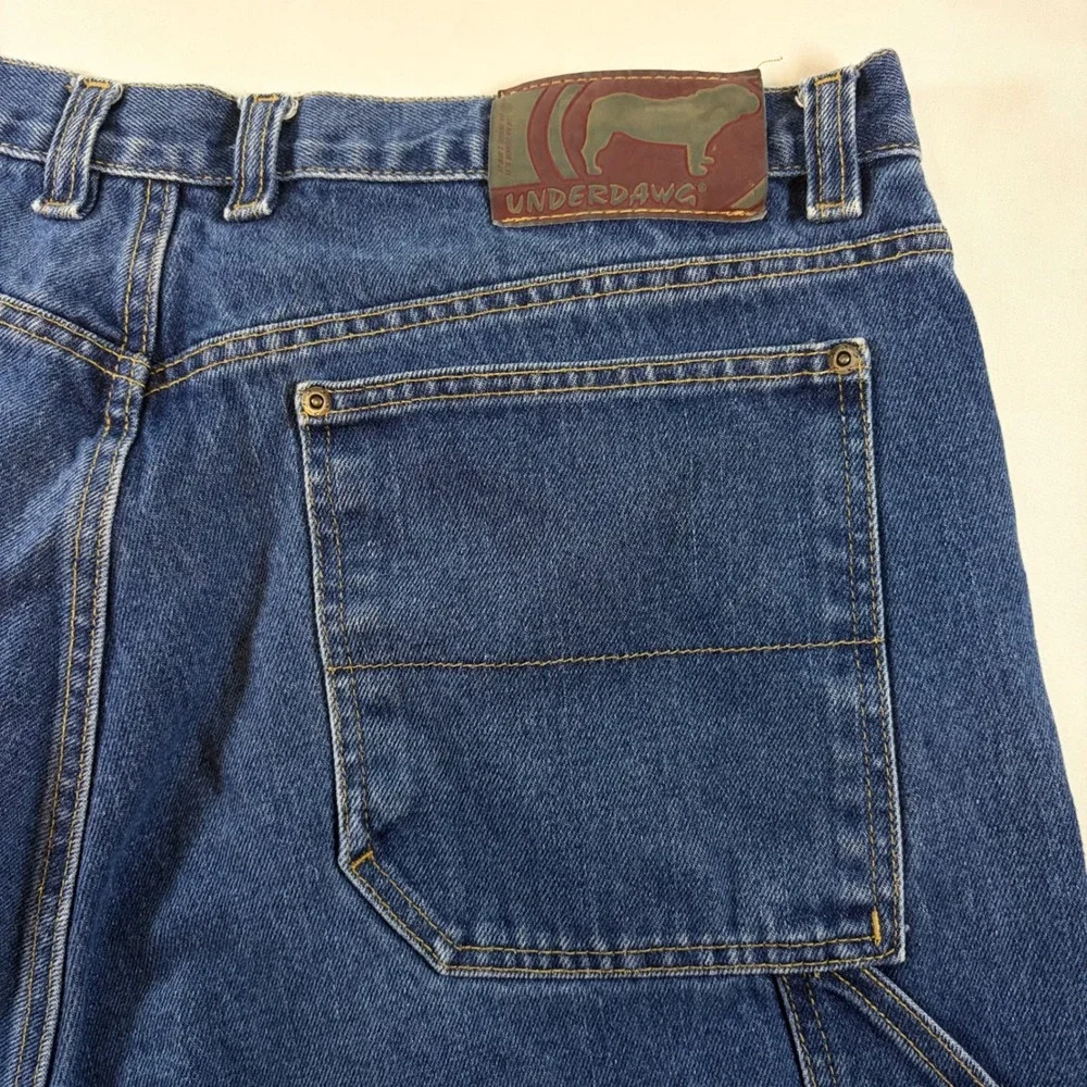 Vintage Underdawg Carpenter Denim Shorts Mens 42 Blue Baggy Jorts Y2K Skater 90s